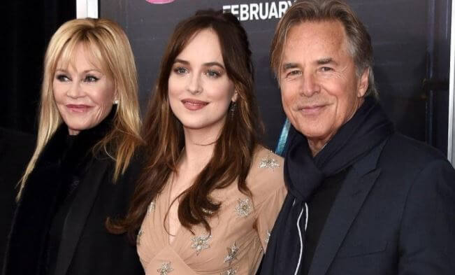 Nell Johnson's granddaughter, Dakota Johnson, with her parents, Don Johnson and Melanie Griffith.